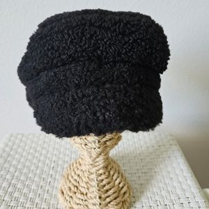 Free People NWOT Black Dandelion Teddy Lieutenant Hat